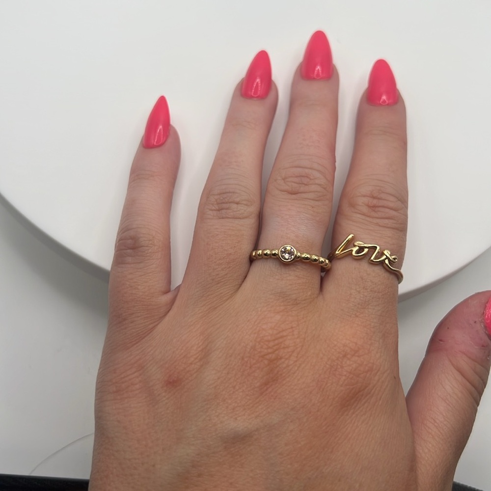 334. Qudo 18k Gold Plated Stackable Ring With Swa… - image 3